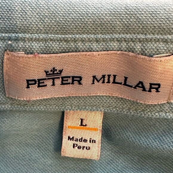 Peter Millar Pacific Blue Short Sleeve Golf Polo in Size Large - Picture 2 of 6